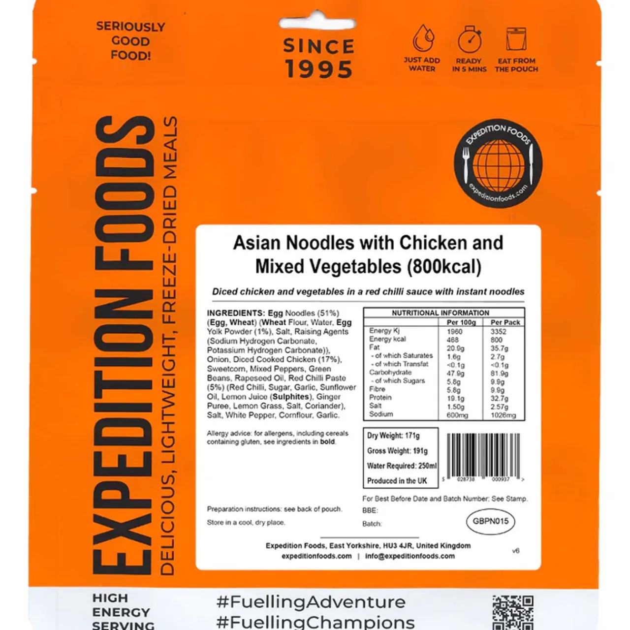 Clearance Asian Noodles with Chicken and Mixed Vegetables (High Energy Serving) Main Meals