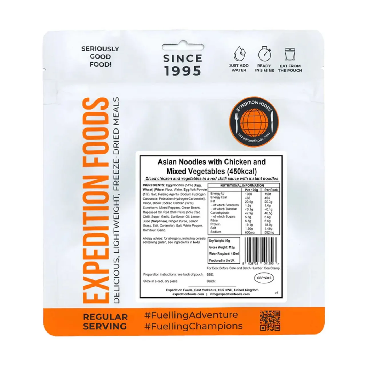 Hot Asian Noodles with Chicken and Mixed Vegetables (Single Serving) Main Meals