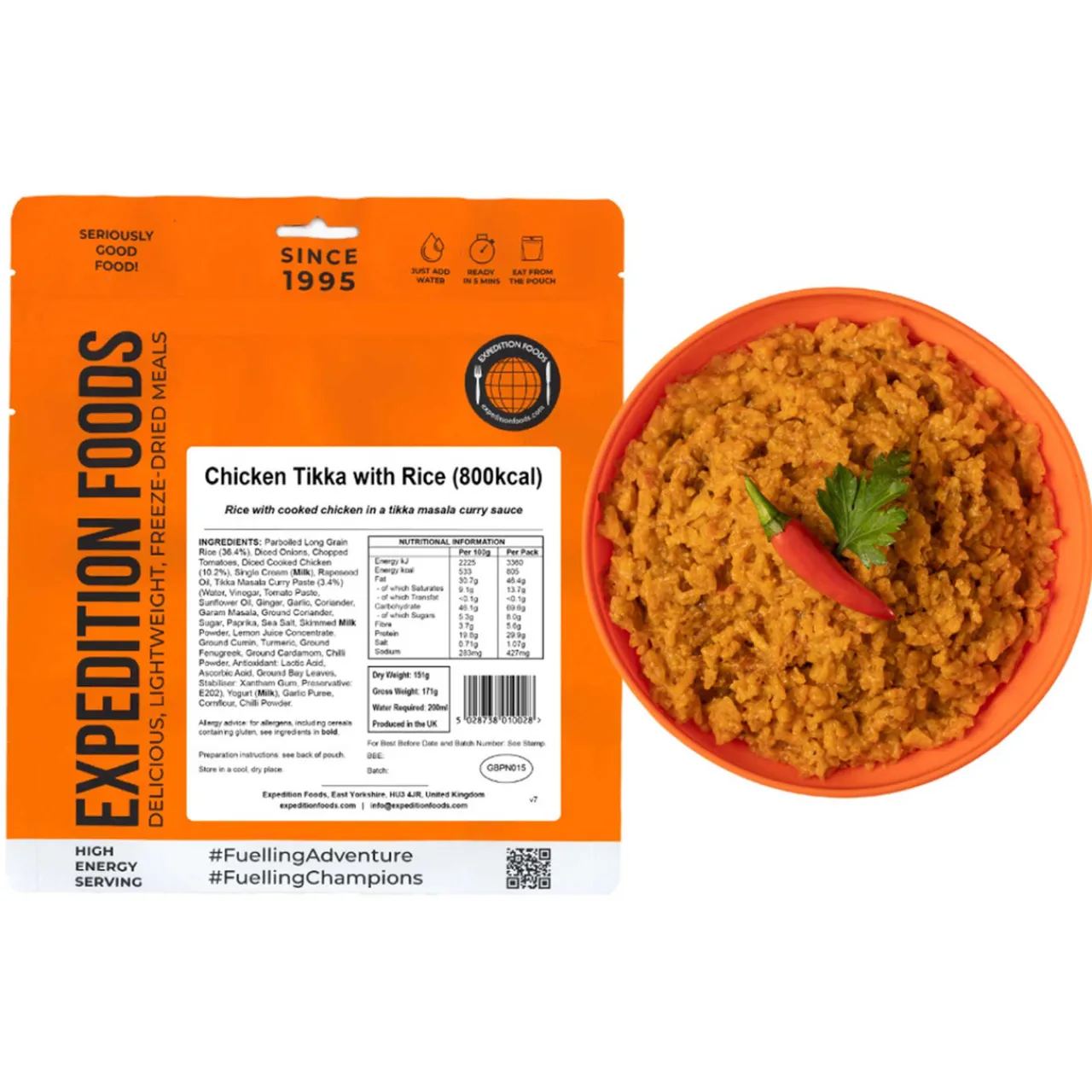 Clearance Chicken Tikka with Rice (High Energy Serving) Main Meals