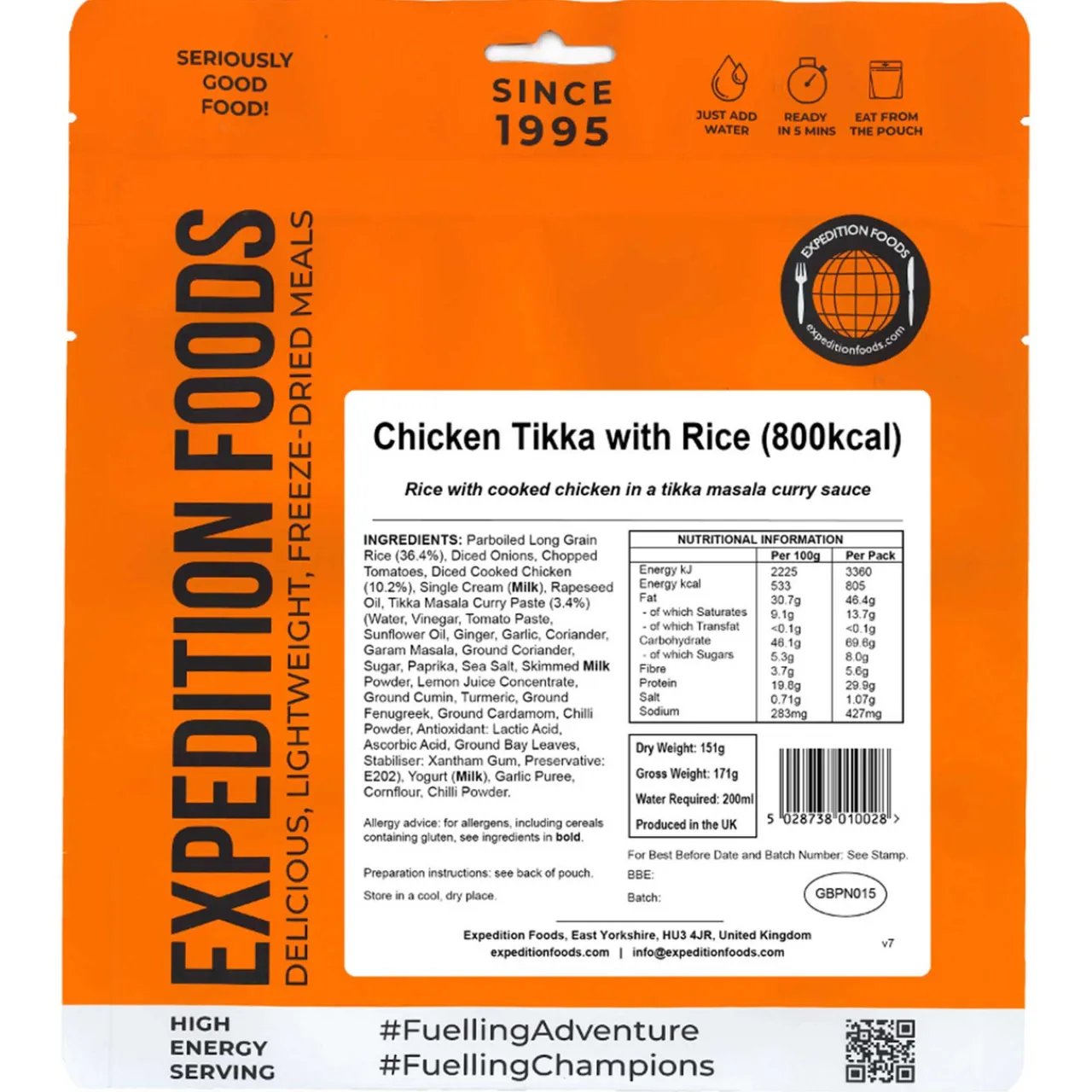 Clearance Chicken Tikka with Rice (High Energy Serving) Main Meals