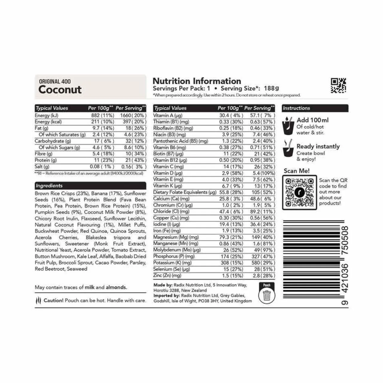 Clearance Original Coconut Breakfast - 400kcal Breakfasts