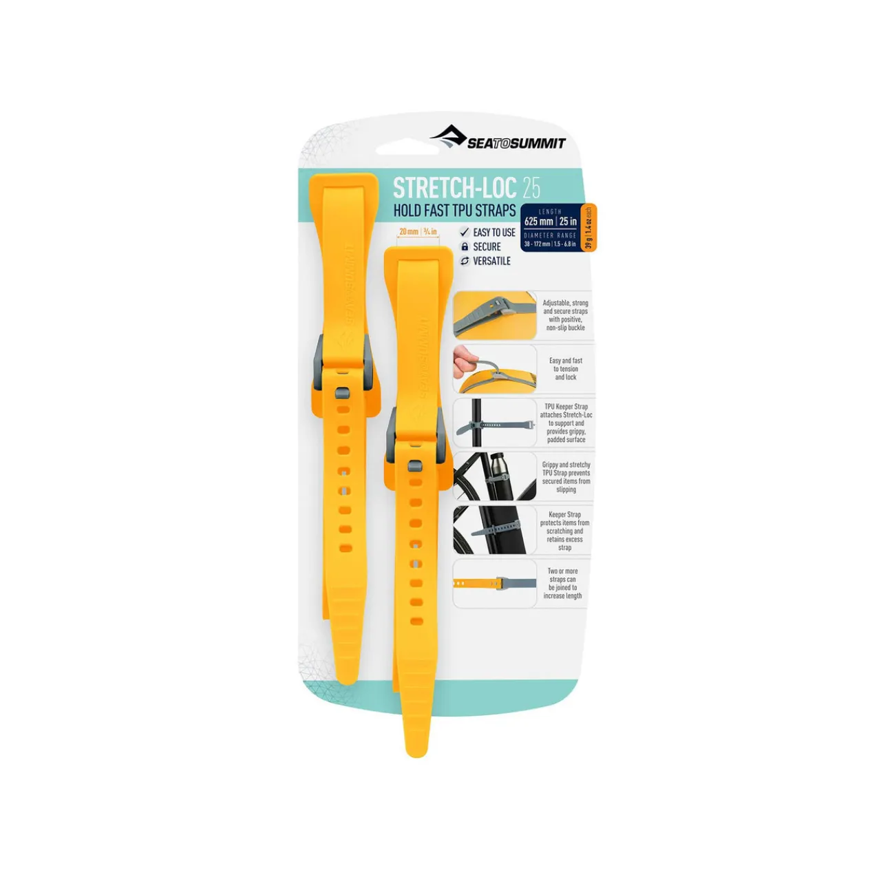 Best Stretch-Loc TPU Straps 25 (20mm x 625mm) 2 Pack Rucksack Accessories|Tent Accessories