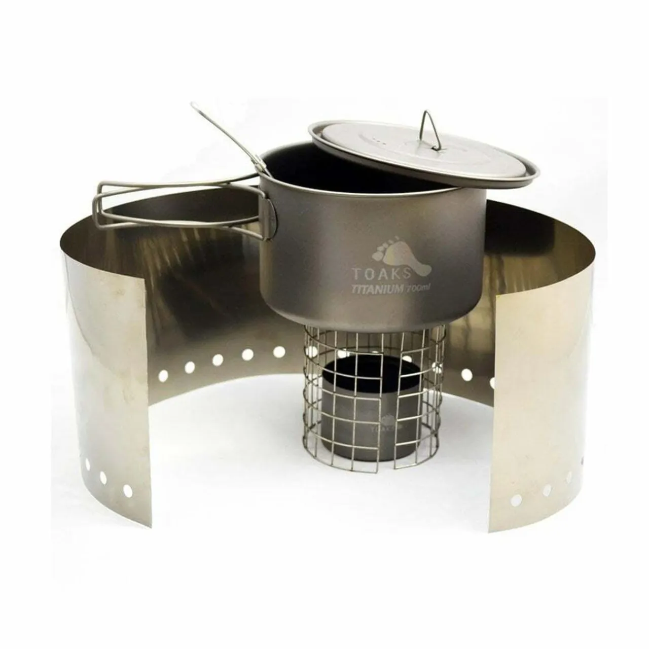 Titanium Alcohol Stove Cook System with 700ml Pot Meths & Solid Fuel Stoves