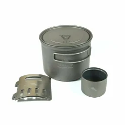 Clearance Titanium Alcohol Stove Cook System with 900ml Pot Meths & Solid Fuel Stoves
