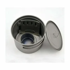 Clearance Titanium Alcohol Stove Cook System with 900ml Pot Meths & Solid Fuel Stoves