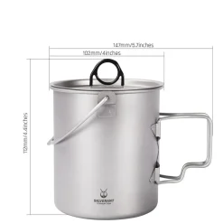Best Titanium Pot 750ml with lid and bail handle Pots And Pans