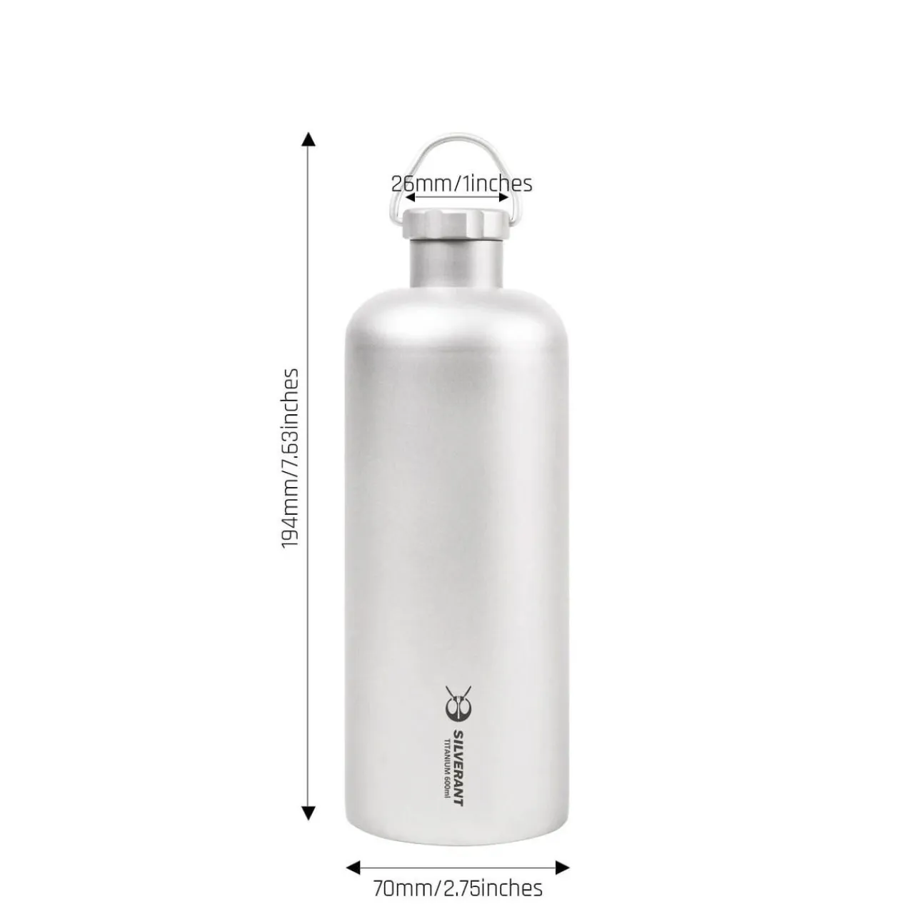 Outlet Titanium Water Bottle 600ml Water Bottles
