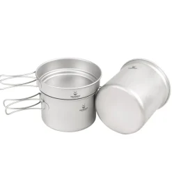 New Ultralight 3 Piece Titanium Camping Cookware Set Pots And Pans