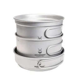 New Ultralight 3 Piece Titanium Camping Cookware Set Pots And Pans