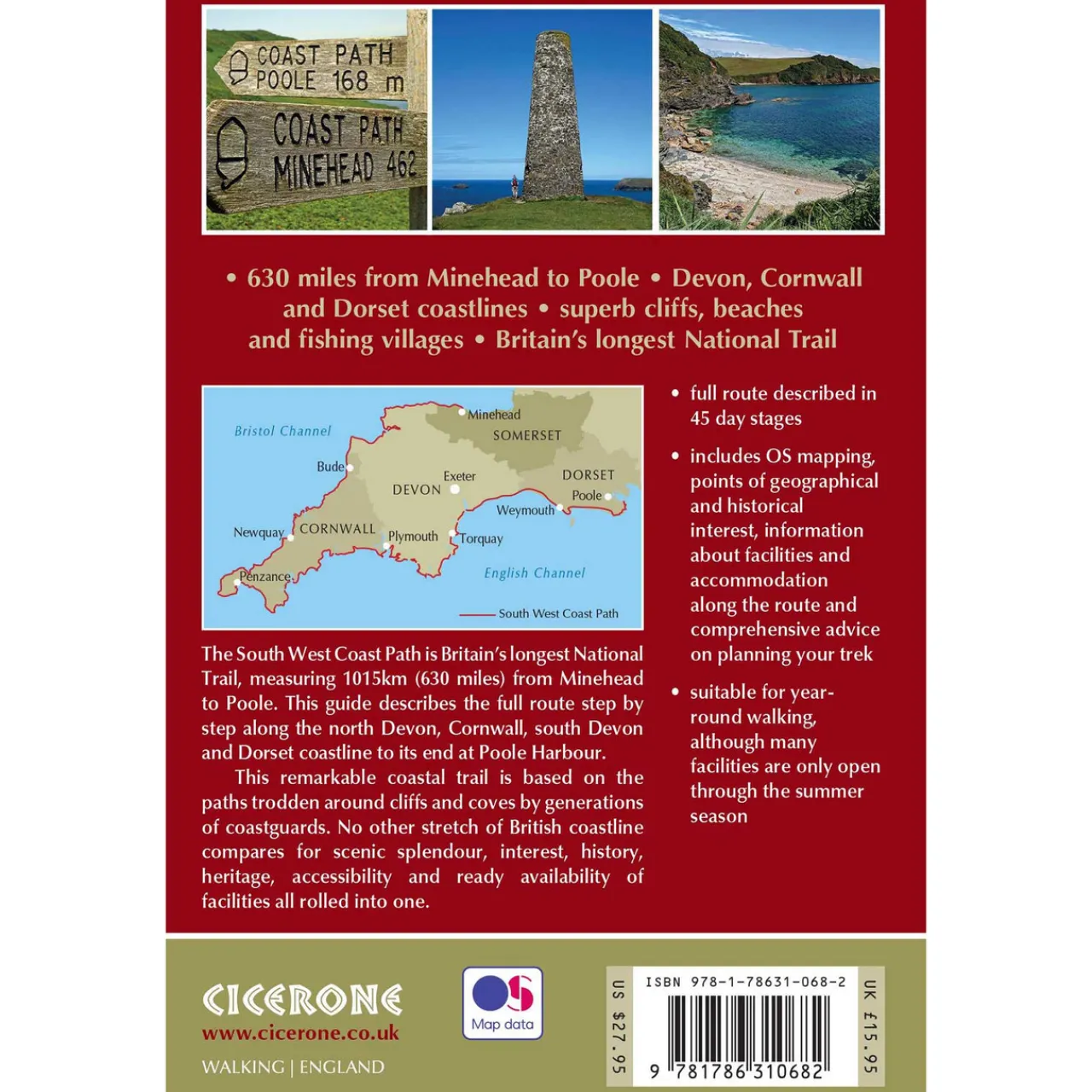 New Walking the South West Coast Path Maps, Guides & Compasses