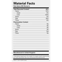 Clearance Womens Alpine 600 Down Sleeping Bag Down Sleeping Bags