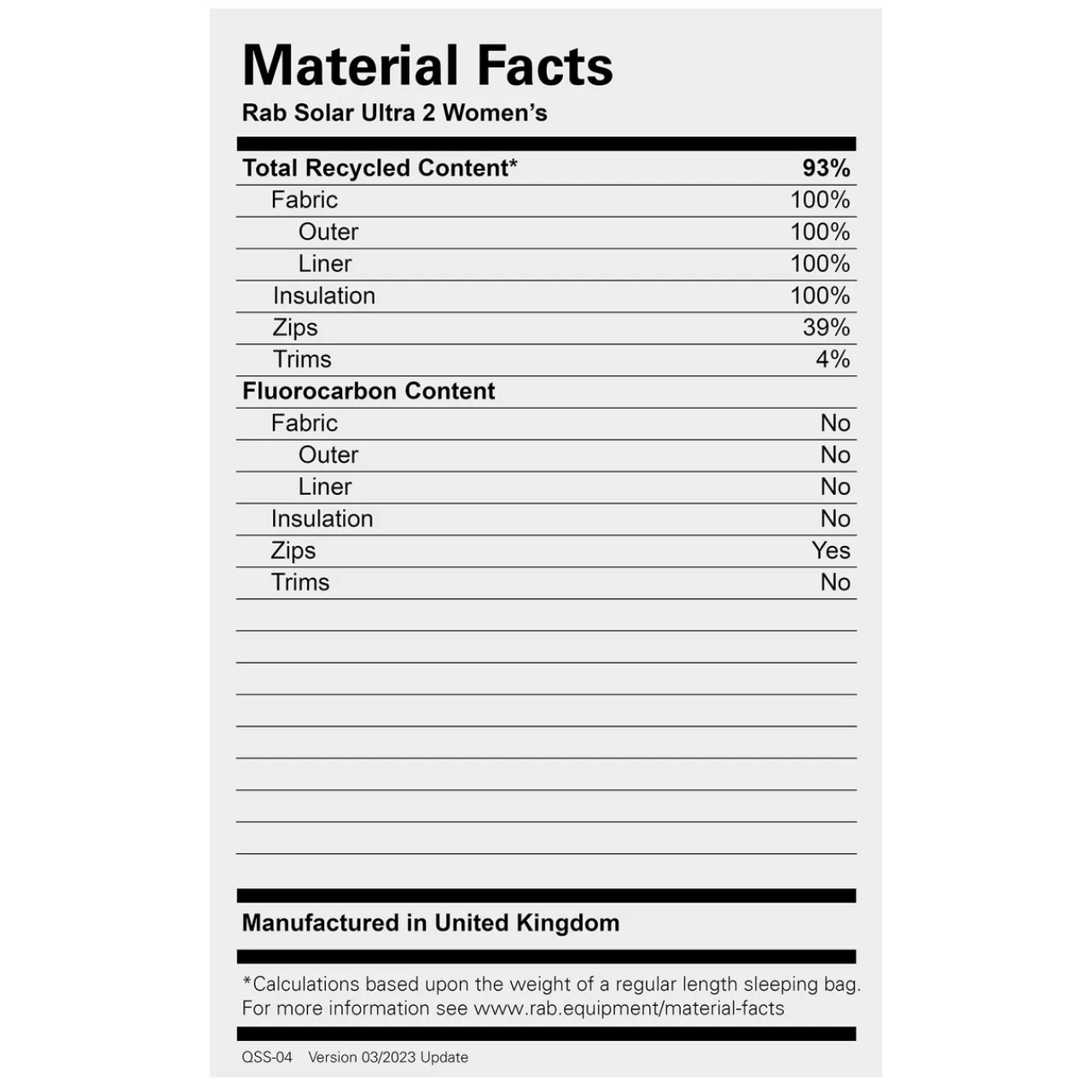 Discount Womens Solar Ultra 2 Synthetic Sleeping Bag Synthetic Sleeping Bags